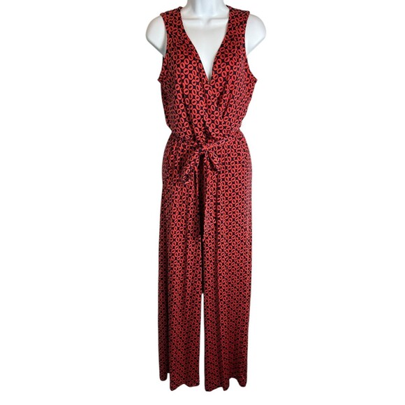 Nikki Nikki Poulos Surplice Wrap Front Wide Leg Jumpsuit  Size S  Jersey Knit - Picture 1 of 11